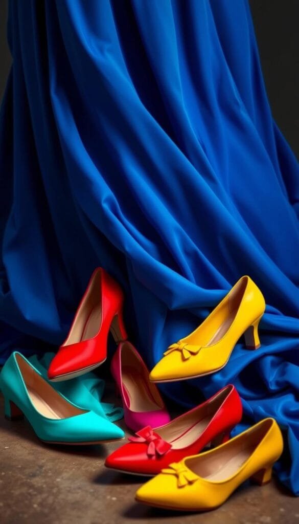 colorful shoes for blue dresses